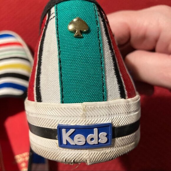 KATE SPADE + KEDS Sz 8 Collab Slip on Colourful Stripe Sneaker Shoes - Picture 6 of 10